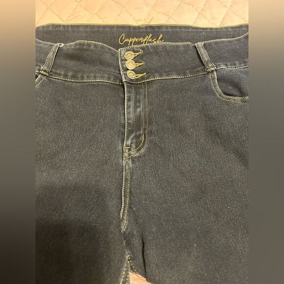 CopperFlash Blue Jean Shorts with Cuffed Hems - Picture 3 of 9